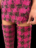 Tweed mini skirt and convertible leg warmer set