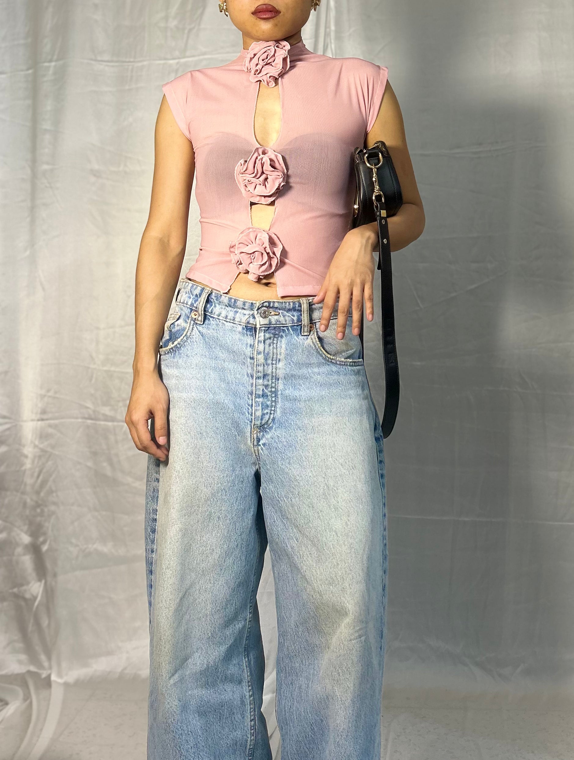 Open front floral top