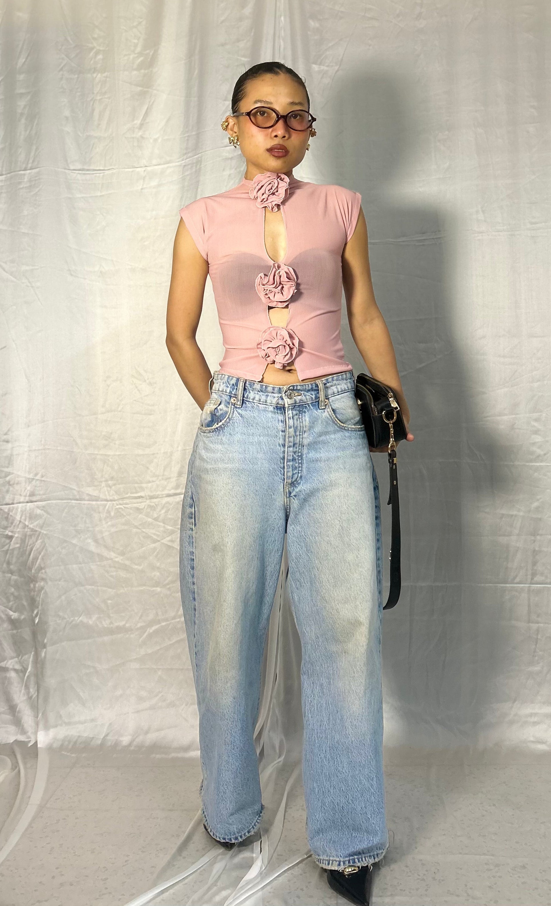 Open front floral top
