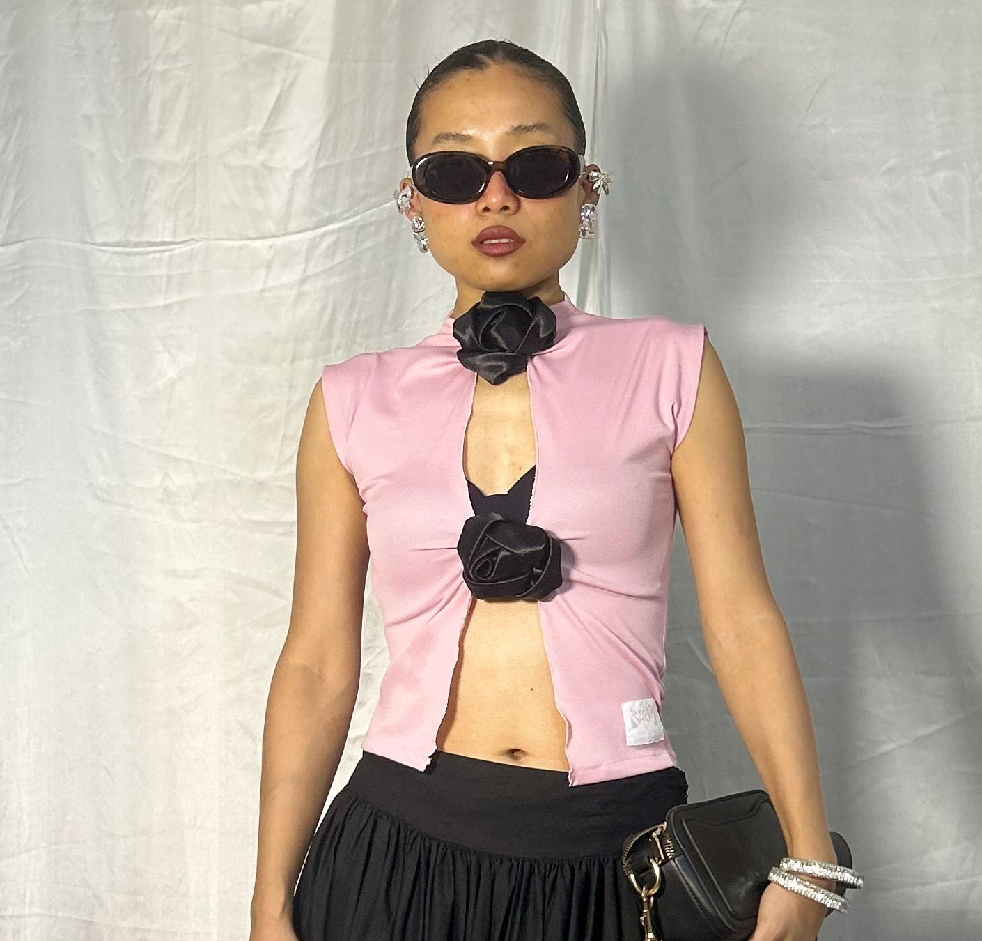 Open front floral top