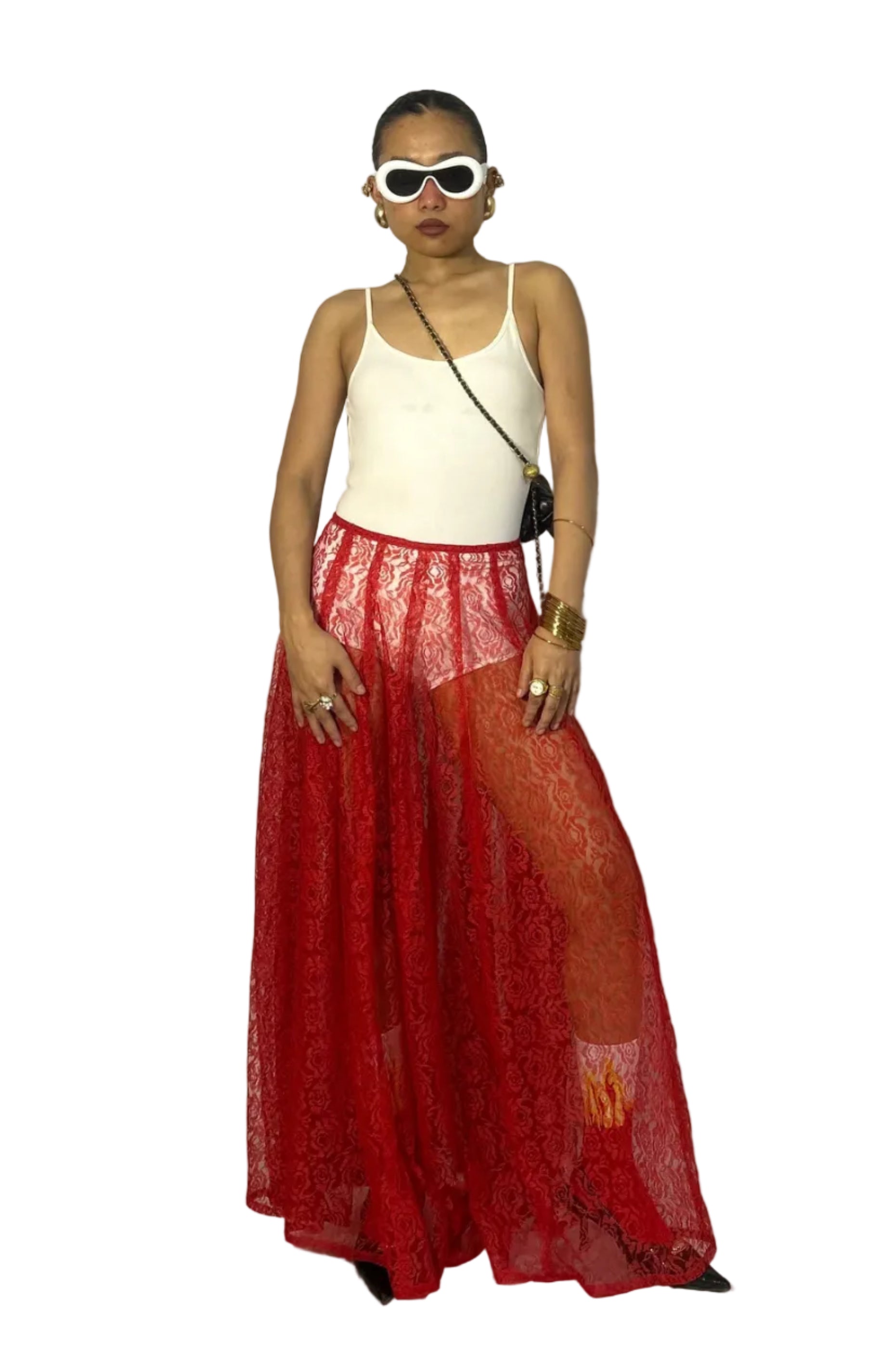 Panelled lace skirt