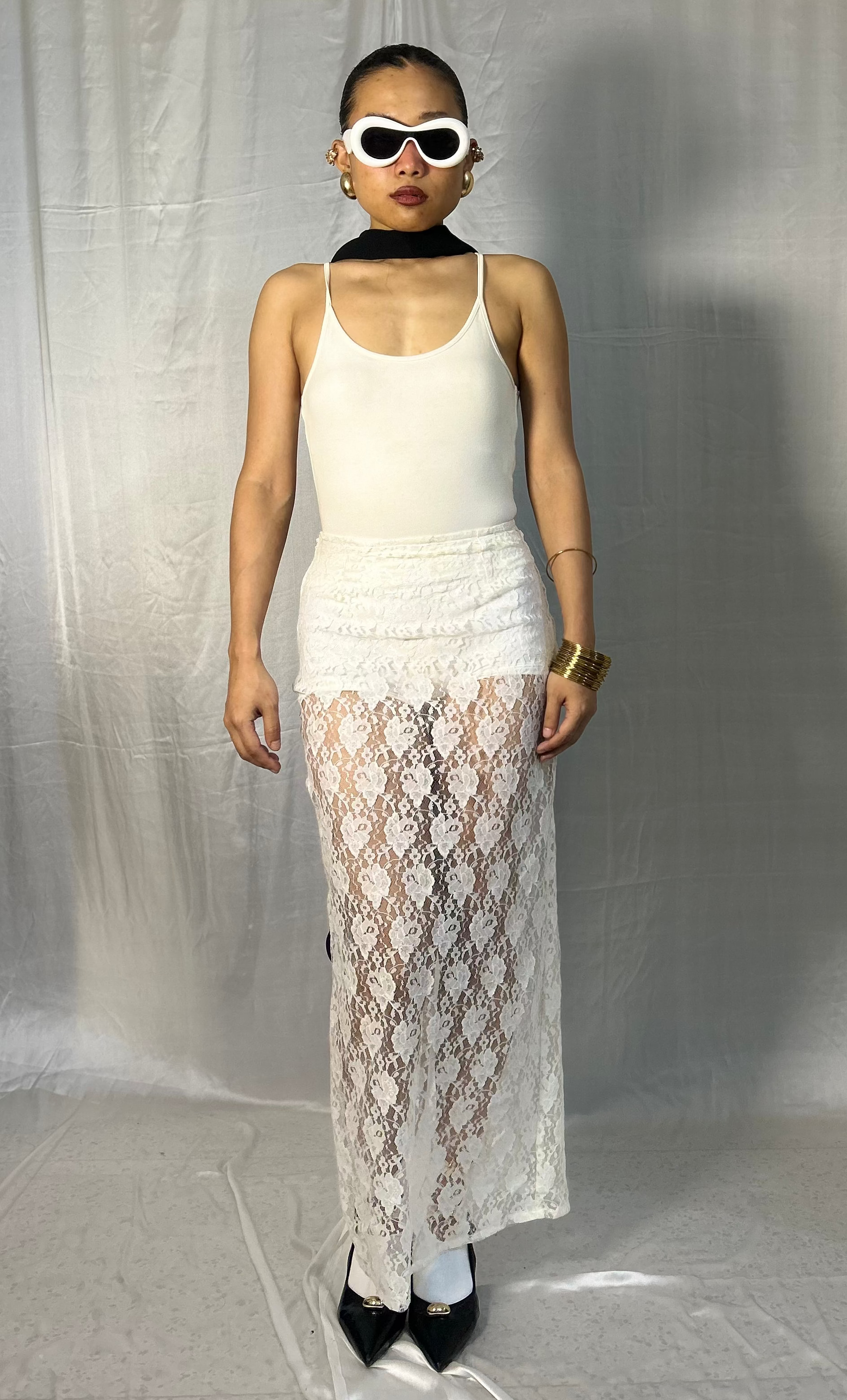Lace straight fit maxi skirt