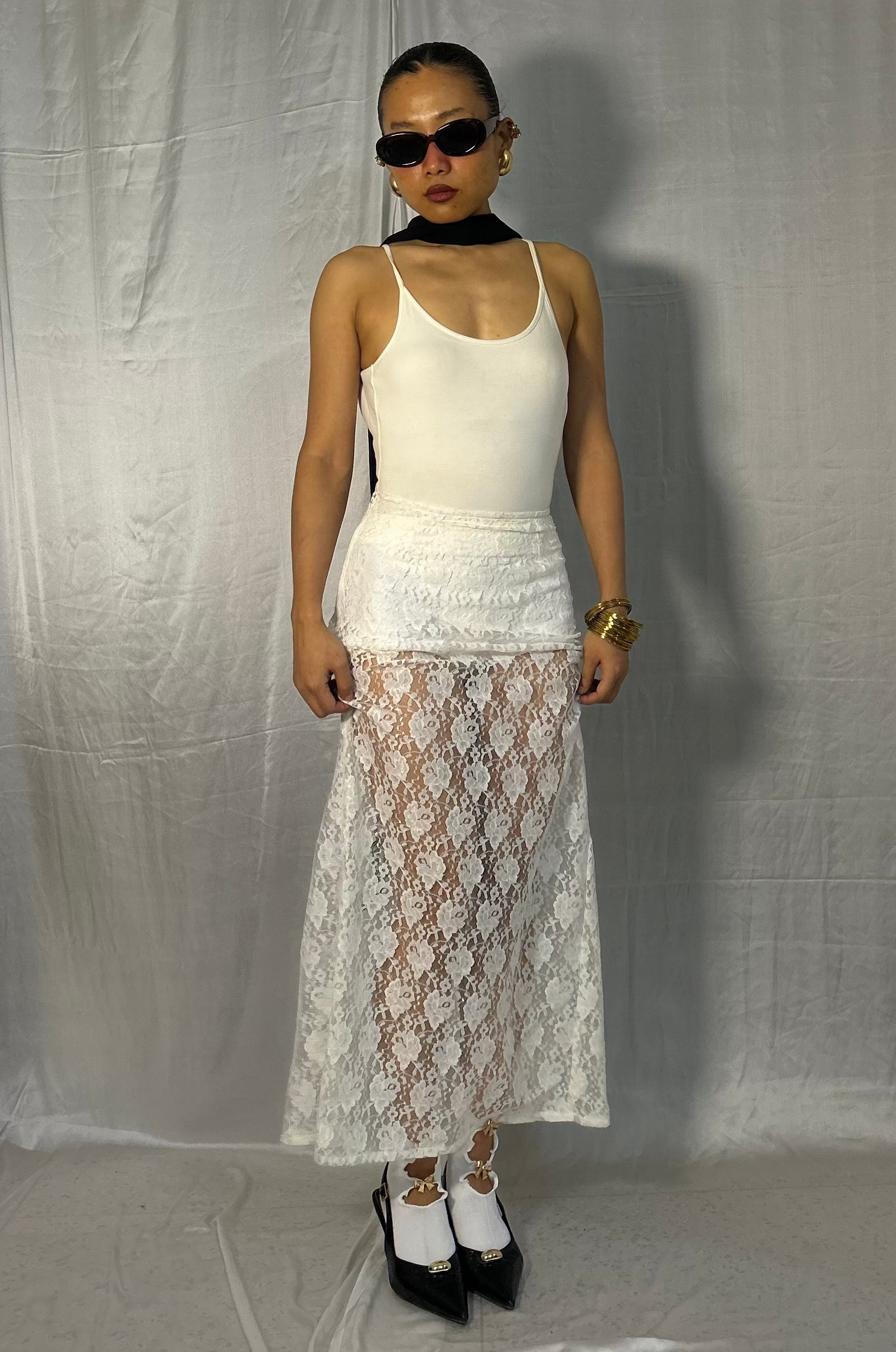 Lace straight fit maxi skirt