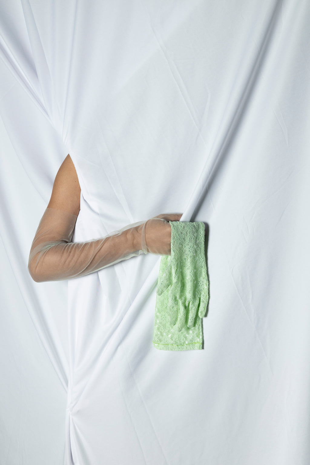 green lace lycra gloves